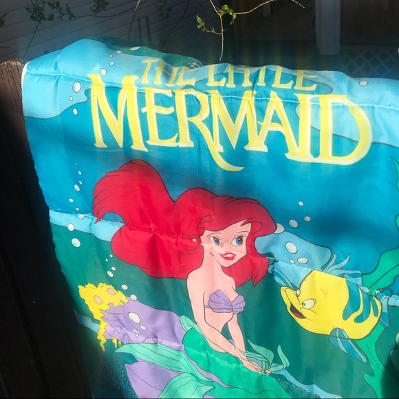 90s vintage Disney Little Mermaid Sleeping Bag Ariel Flounder Sebastian - Picture 4 of 8